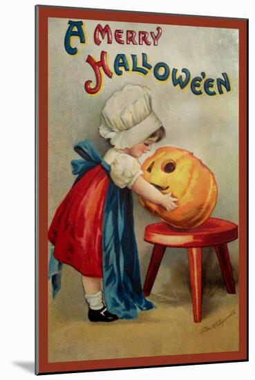 Halloween Stool Pumpkin-Vintage Apple Collection-Mounted Giclee Print