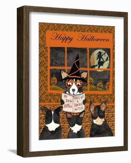 Halloween Tail of Dogie Witch Cheryl Bartley-Cheryl Bartley-Framed Giclee Print