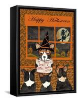 Halloween Tail of Dogie Witch Cheryl Bartley-Cheryl Bartley-Framed Stretched Canvas