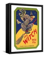 Halloween, The Witch will Fly-null-Framed Stretched Canvas