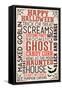 Halloween Typography with Bats-Lantern Press-Framed Stretched Canvas
