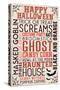 Halloween Typography with Bats-Lantern Press-Stretched Canvas