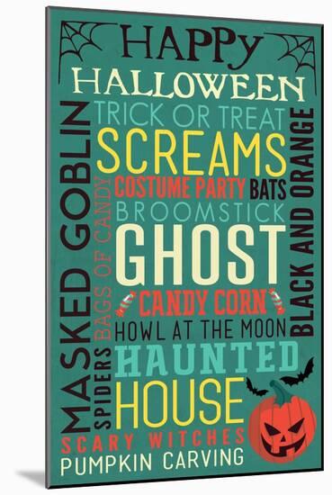 Halloween Typography with Pumpkin-Lantern Press-Mounted Art Print
