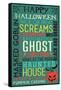 Halloween Typography with Pumpkin-Lantern Press-Framed Stretched Canvas