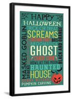 Halloween Typography with Pumpkin-Lantern Press-Framed Art Print