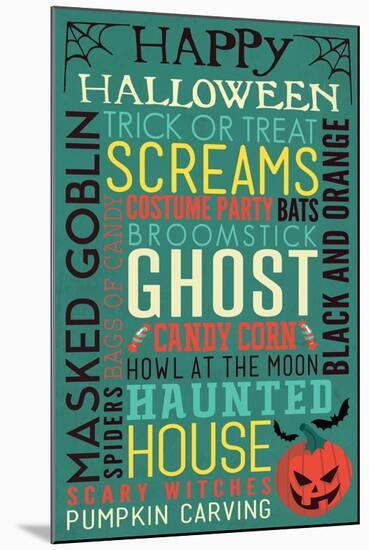 Halloween Typography with Pumpkin-Lantern Press-Mounted Art Print