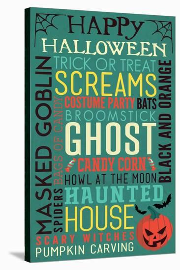 Halloween Typography with Pumpkin-Lantern Press-Stretched Canvas