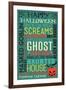 Halloween Typography with Pumpkin-Lantern Press-Framed Art Print