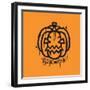 Halloween Urban Graffiti Elements with Orange Pumpkin and Lettering Word. Sprayed Jack O'lantern Dr-Svetlana Shamshurina-Framed Photographic Print