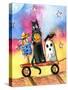 Halloween Wagon Scarecrow Ghost cat-sylvia pimental-Stretched Canvas