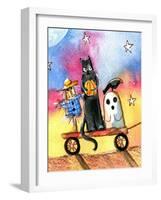 Halloween Wagon Scarecrow Ghost cat-sylvia pimental-Framed Art Print