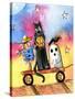 Halloween Wagon Scarecrow Ghost cat-sylvia pimental-Stretched Canvas