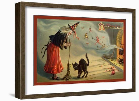 Halloween Witch and Cat-Vintage Apple Collection-Framed Giclee Print