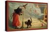 Halloween Witch and Cat-Vintage Apple Collection-Stretched Canvas