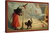 Halloween Witch and Cat-Vintage Apple Collection-Stretched Canvas