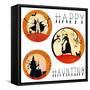 Halloween Witch Dance Haunting Cats Bartley-Cheryl Bartley-Framed Stretched Canvas