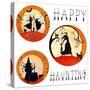 Halloween Witch Dance Haunting Cats Bartley-Cheryl Bartley-Stretched Canvas