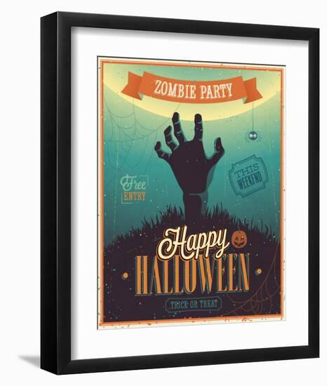 Halloween Zombie Party-null-Framed Art Print