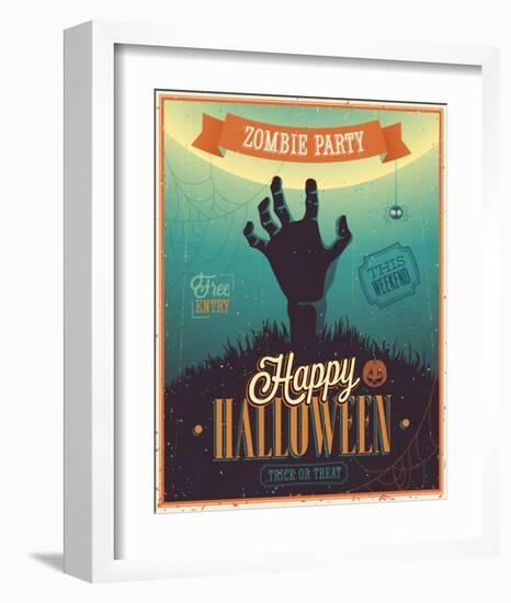 Halloween Zombie Party-null-Framed Art Print