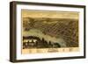 Hallowell, Maine - Panoramic Map-Lantern Press-Framed Art Print