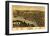 Hallowell, Maine - Panoramic Map-Lantern Press-Framed Art Print