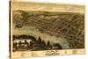 Hallowell, Maine - Panoramic Map-Lantern Press-Stretched Canvas