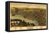 Hallowell, Maine - Panoramic Map-Lantern Press-Framed Stretched Canvas