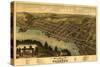 Hallowell, Maine - Panoramic Map-Lantern Press-Stretched Canvas