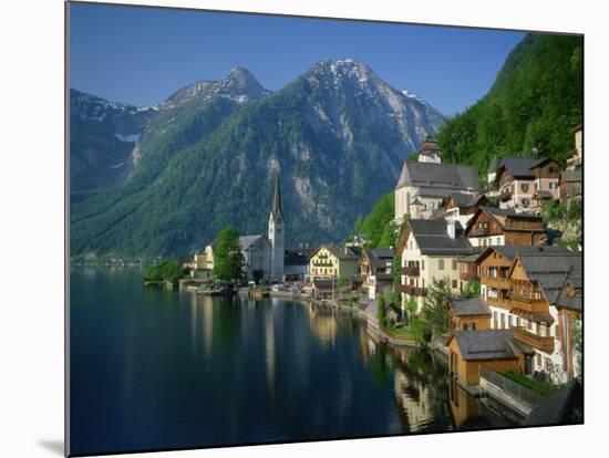 Hallstatt Beside the Lake, in Morning Light, Near Salzburg in the Salzkammergut, Austria-null-Mounted Photographic Print