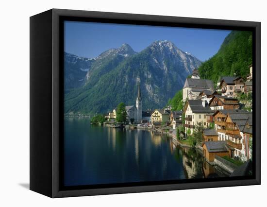 Hallstatt Beside the Lake, in Morning Light, Near Salzburg in the Salzkammergut, Austria-null-Framed Stretched Canvas