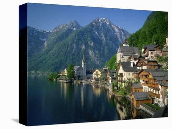 Hallstatt Beside the Lake, in Morning Light, Near Salzburg in the Salzkammergut, Austria-null-Stretched Canvas