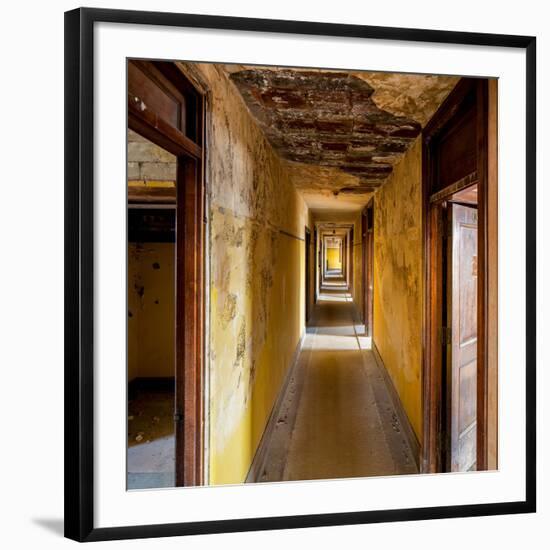 Hallway of an Abandoned Building in Butte, Montana-James White-Framed Photographic Print