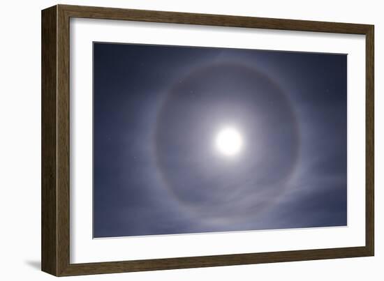 Halo around Full Moon Taken Near Gleichen, Alberta, Canada-null-Framed Photographic Print
