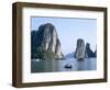Halong Bay, Karst Limestone Rocks, House Boats, Vietnam-Steve Vidler-Framed Photographic Print