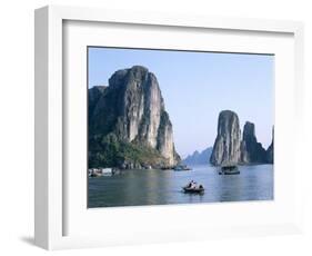 Halong Bay, Karst Limestone Rocks, House Boats, Vietnam-Steve Vidler-Framed Photographic Print