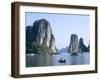 Halong Bay, Karst Limestone Rocks, House Boats, Vietnam-Steve Vidler-Framed Photographic Print