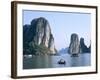 Halong Bay, Karst Limestone Rocks, House Boats, Vietnam-Steve Vidler-Framed Photographic Print