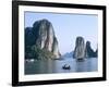 Halong Bay, Karst Limestone Rocks, House Boats, Vietnam-Steve Vidler-Framed Photographic Print