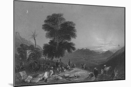 Halt of a Caravan in the Desert of Girgola, Near Mount Amanus-William Henry Bartlett-Mounted Giclee Print