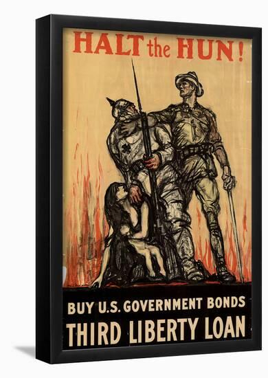 Halt the Hun Buy US Government Bonds Third Liberty Loan War Propaganda Art Print Poster-null-Framed Poster