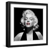 Halter Top Marilyn Red Lips-null-Framed Art Print