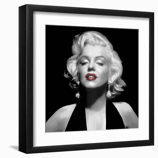 Halter Top Marilyn Red Lips-null-Framed Art Print