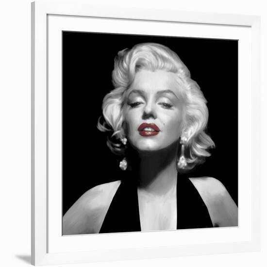 Halter Top Marilyn Red Lips-null-Framed Art Print