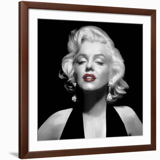 Halter Top Marilyn Red Lips-null-Framed Art Print