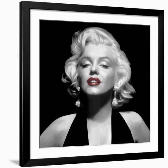 Halter Top Marilyn Red Lips-null-Framed Art Print