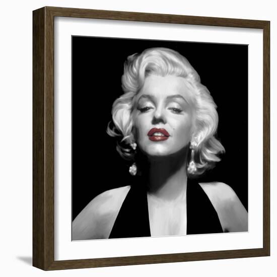 Halter Top Marilyn Red Lips-null-Framed Art Print