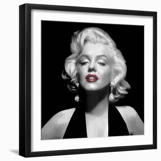 Halter Top Marilyn Red Lips-null-Framed Art Print