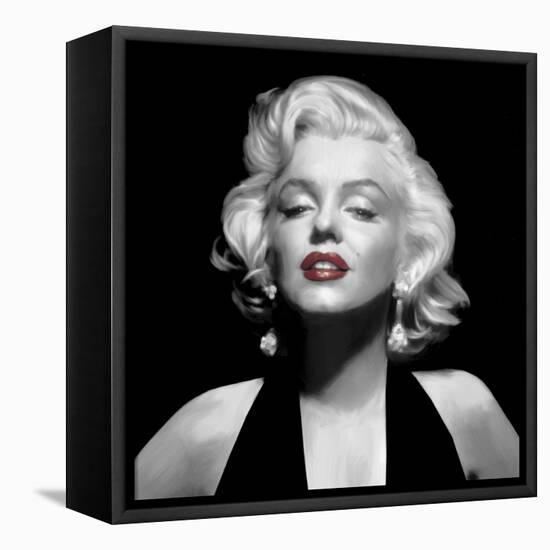 Halter Top Marilyn Red Lips-null-Framed Stretched Canvas