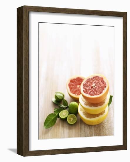 Halved Grapefruits and Limes-Louise Lister-Framed Photographic Print