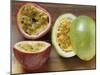 Halved Purple Granadilla and Granadilla (Passion Fruit)-Eising Studio - Food Photo and Video-Mounted Photographic Print